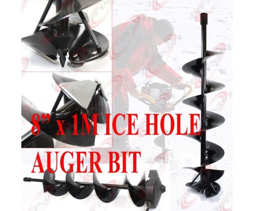 8" x 1M Ice Auger Hole Digger Bit Shaft 3/4" Bit Drilling Double Blade Fishing